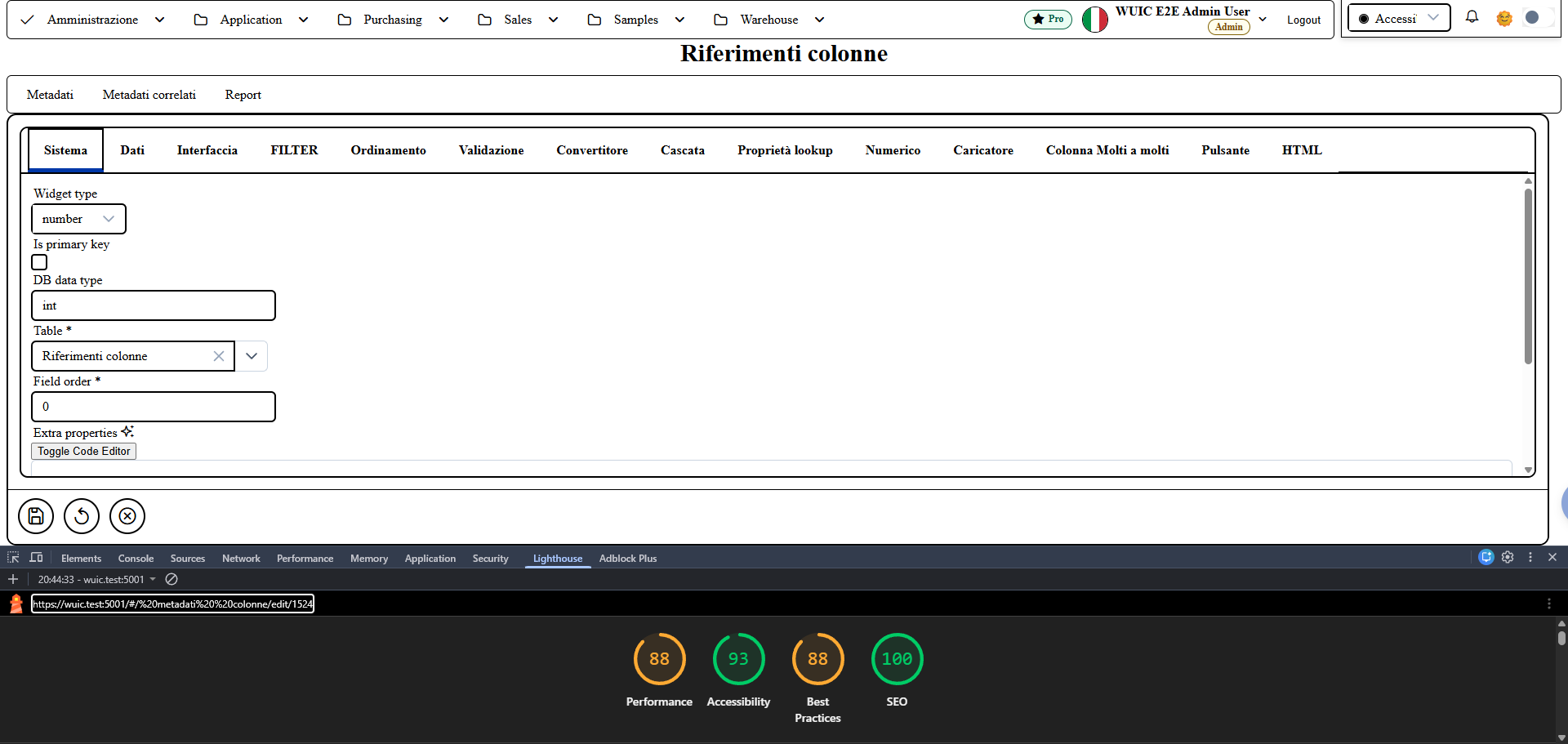 accessibilita / parametric-dialog tabs in alto contrasto + Lighthouse