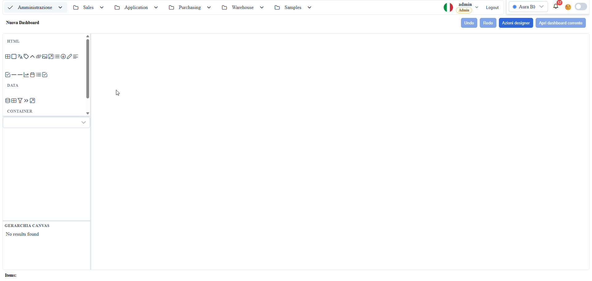 Designer dashboard