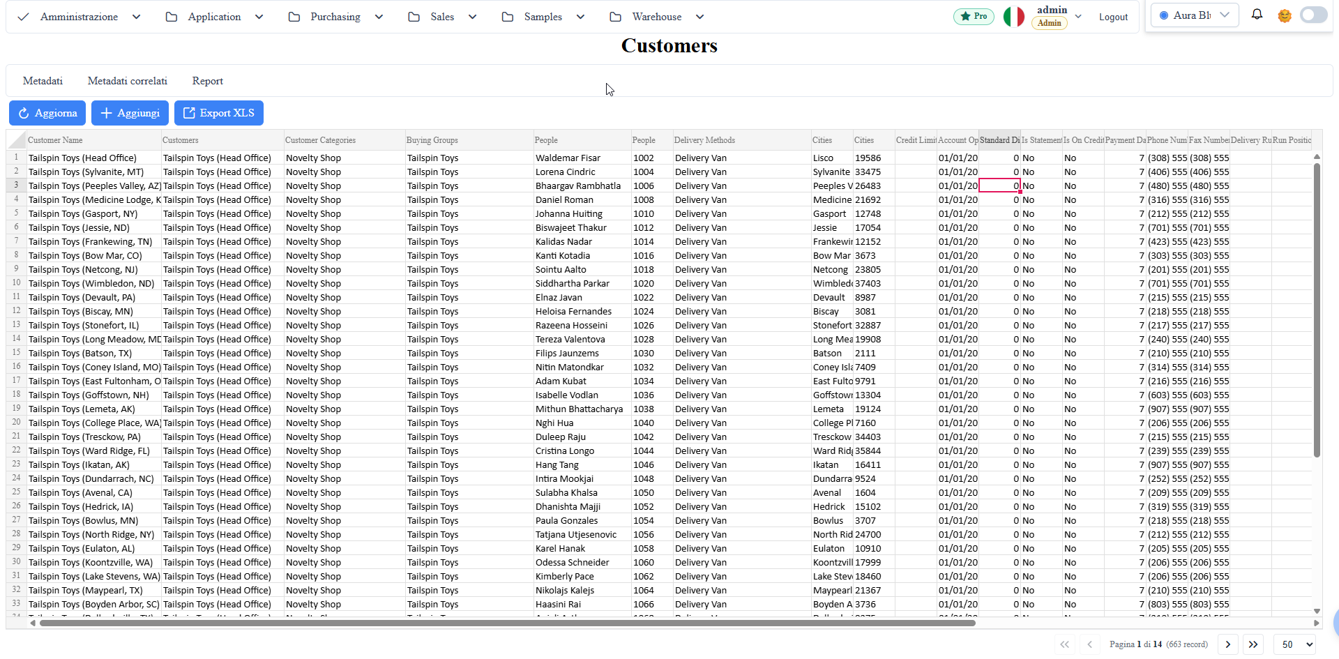 Customers (autogen, archetype spreadsheet)
